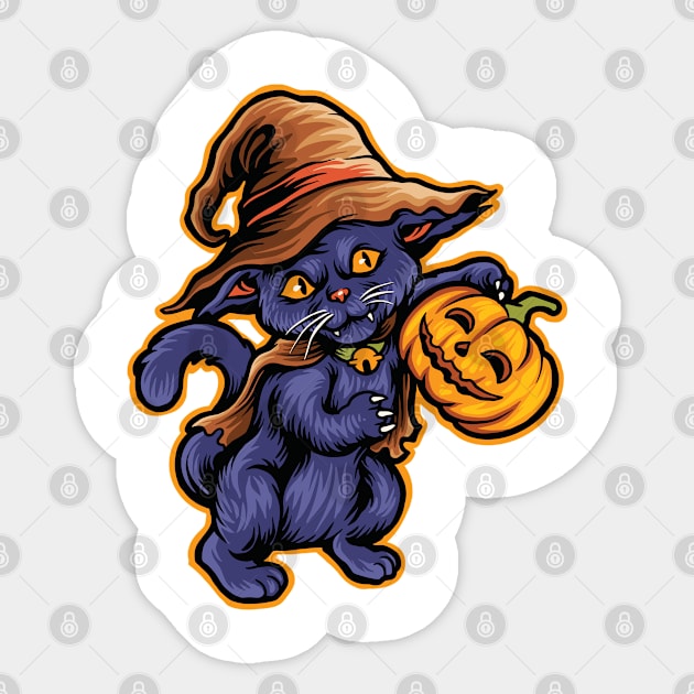 scary cat art happy halloween Sticker by Kingostore